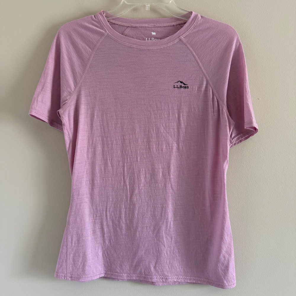 LL Bean Women M Merino Wool Lightweight Short Sleeve Athletic T-Shirt